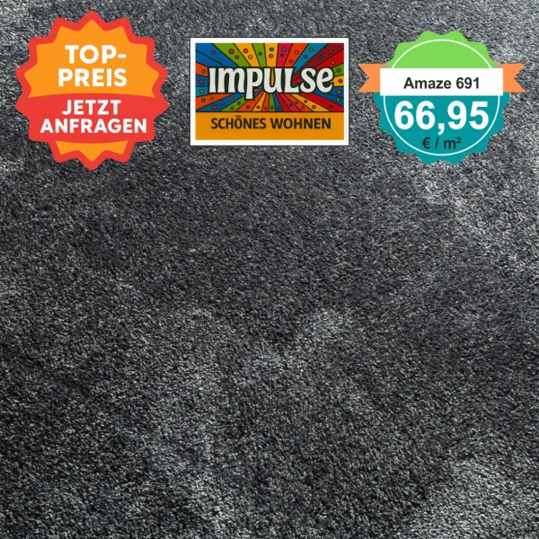 JAB Amaze – quadratische Draufsicht Velours-Teppichboden in fraise mit Preisaufdruck